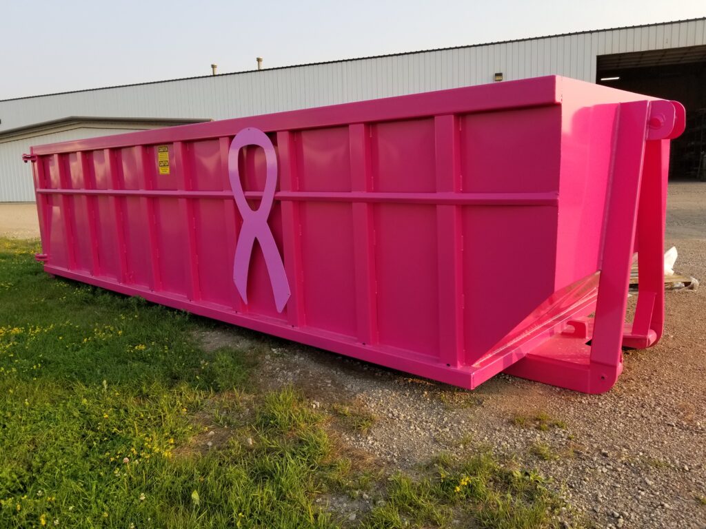 Pink cancer dumpster