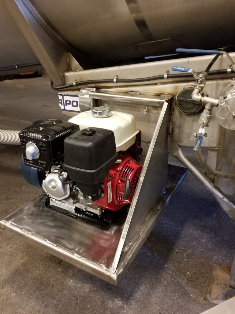 Engine on top of custom metal holder