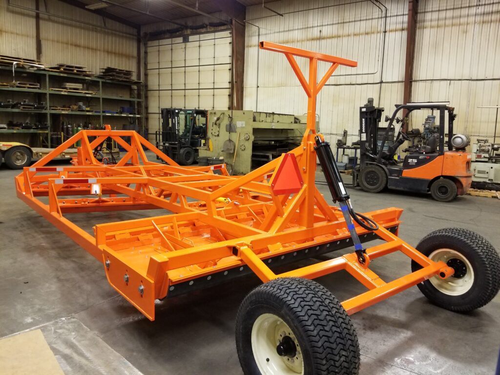 Custom-made orange snow drag front view